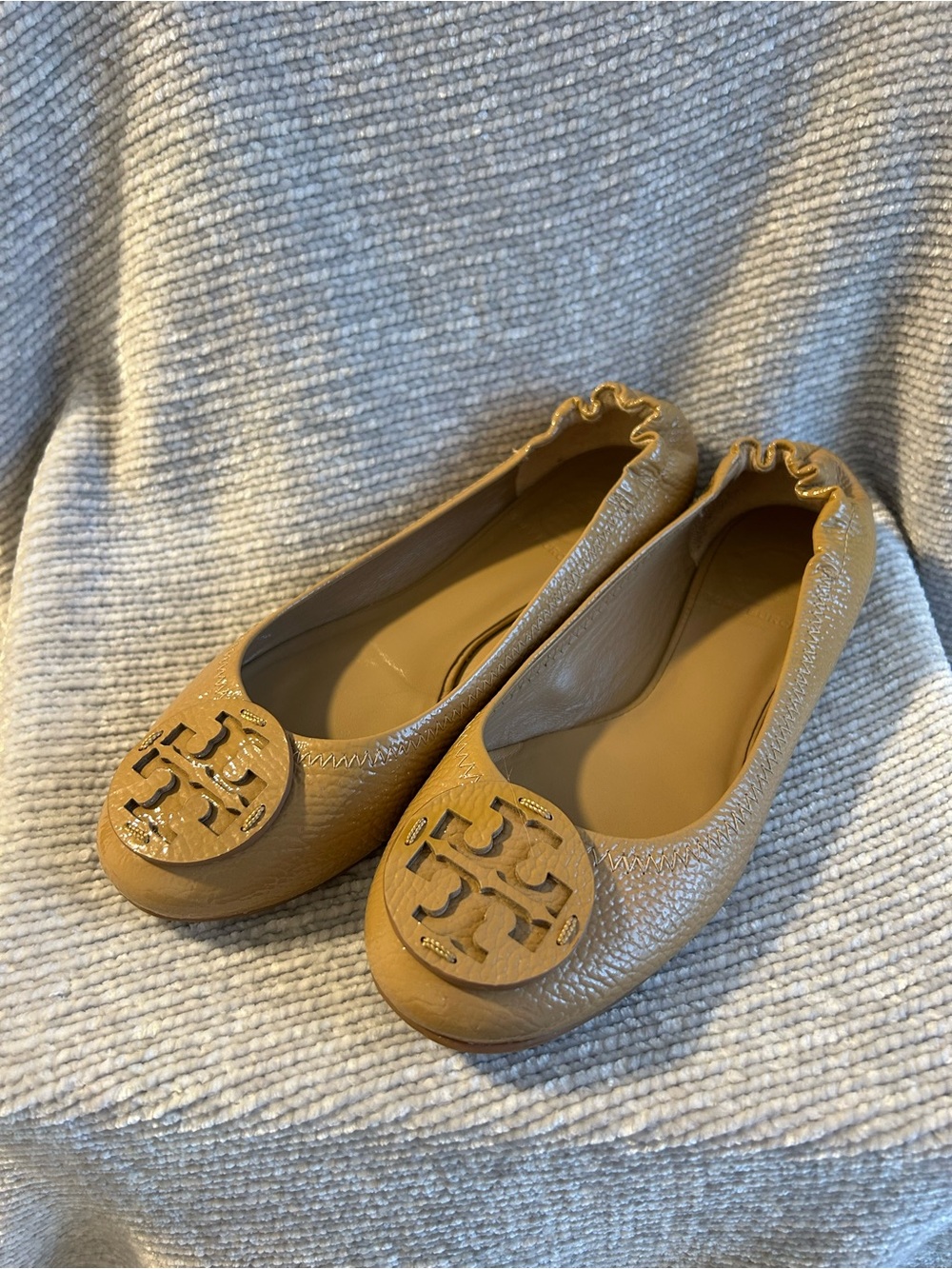 Tory Burch Caramel/Tan Leather Travel Ballet Flats